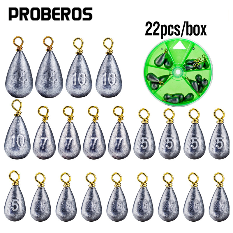 Tackle Box - 22Pcs/Box Fishing Sinkers Drop-shaped Fishing Weights