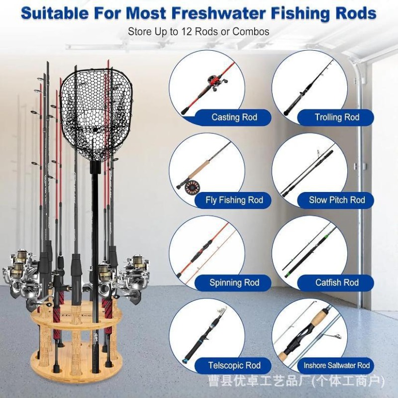 Round Solid Wood Fishing Rod S - огляд і ціна Fishing Equipment Storage
